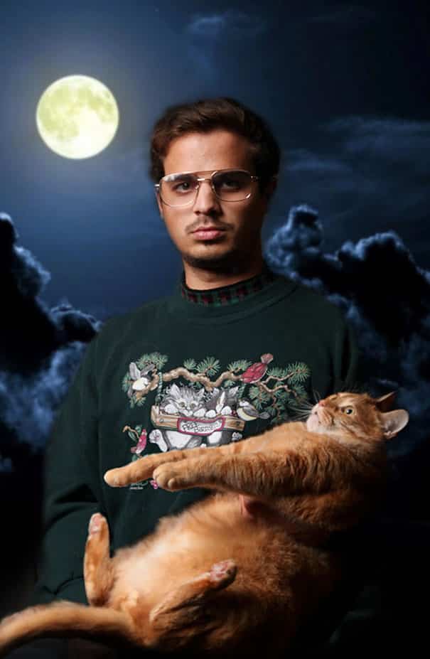 10+ неуклюжих фотографий мужчин, позирующих со своими кошками