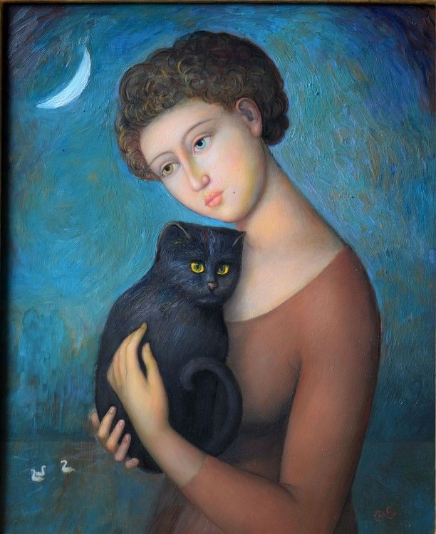 Мадонна с кошкой итальянского художникa Альфонсо Рокки