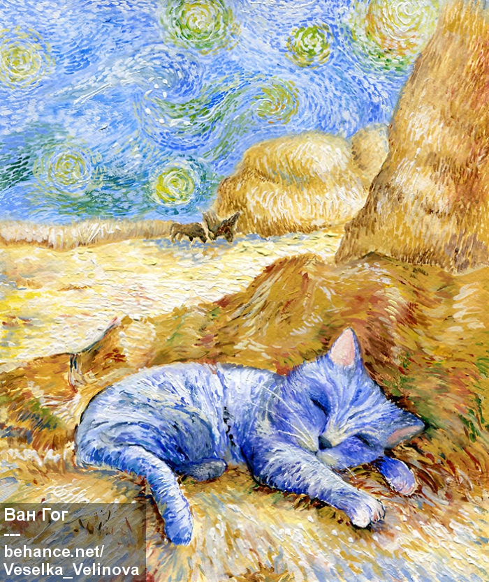 Болгарская художница создала яркие портреты котов в 12 популярных стилях