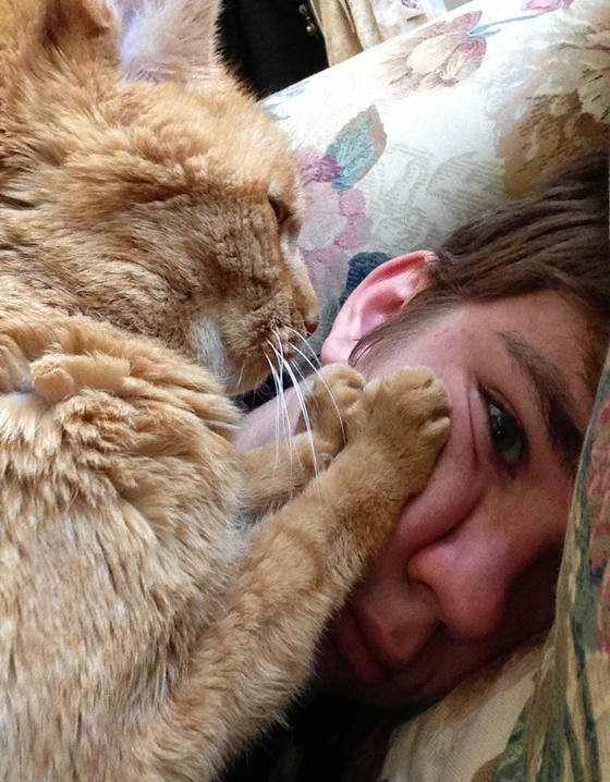 22-летний кот сопровождает хозяина с момента его рождения